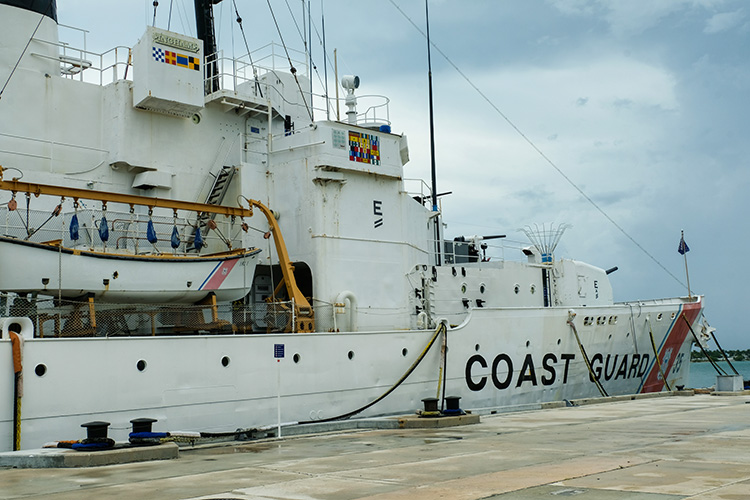 Coast guard ship at dock